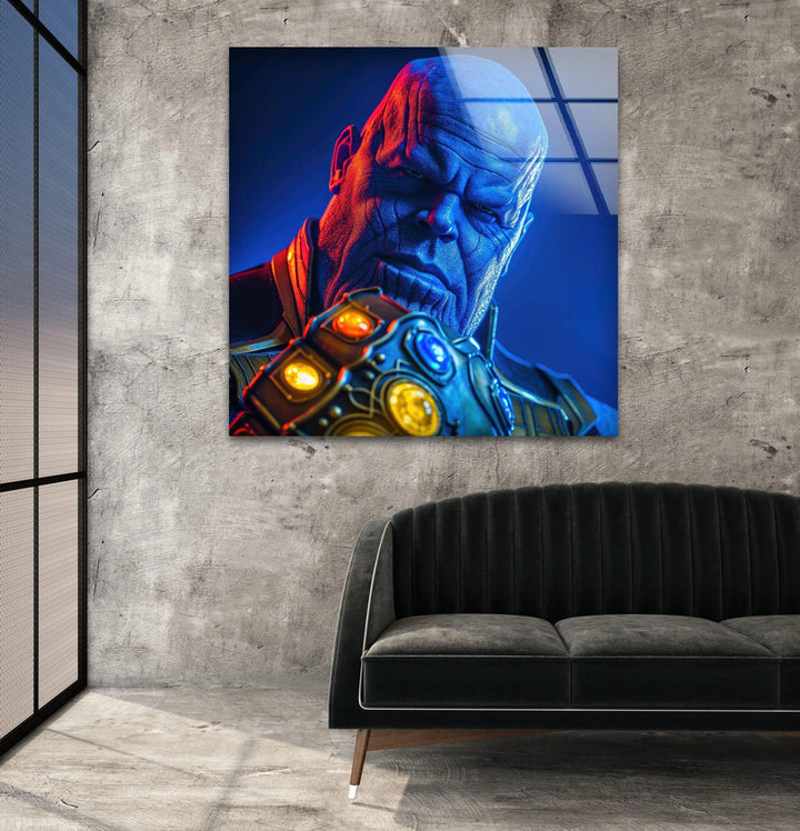 Thanos Infinity Gauntlet Glass Wall Art, photo print on glass, prints on glass wall art