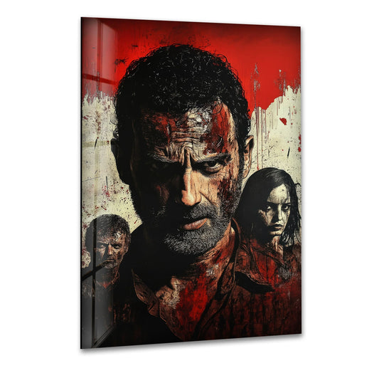 Subtle interplay of light and shadow accentuates the dramatic depth of this dark survivor portrait, a stunning piece of tempered glass wall art.