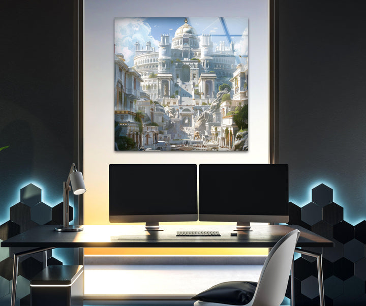 The White City of the Empir Glass Wall Art, custom glass pictures, glass art prints