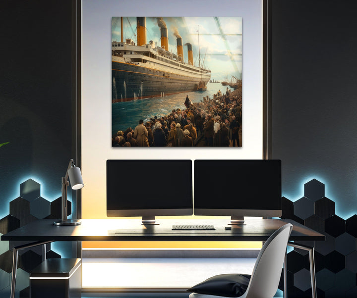 RMS Titanic Glass Wall Art, large glass photo prints, glass wall photos