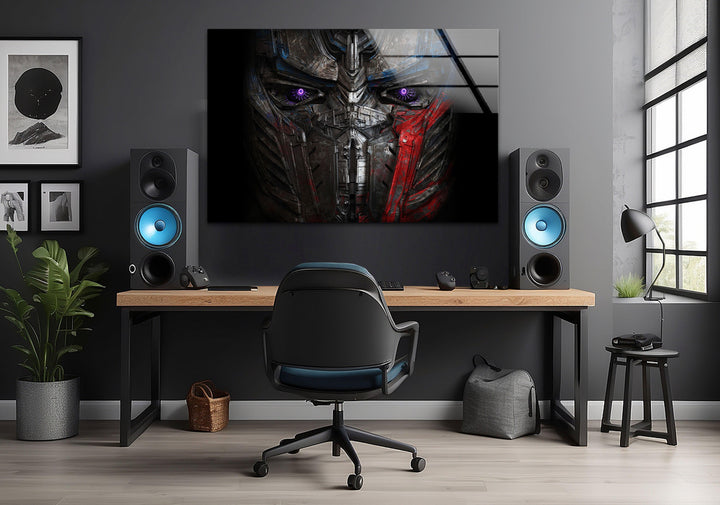 Transformers Optimus Prime Gesicht Glaswandkunst