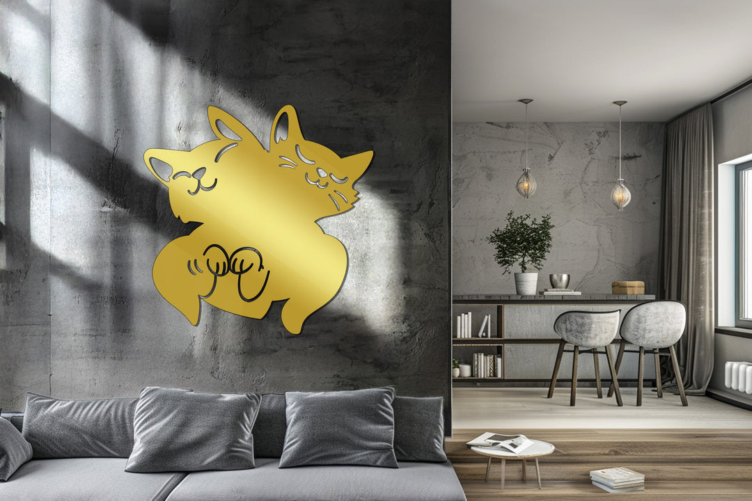 Two sleeping cats metal wall art for seasonal décor