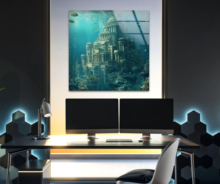 Underwater Atlantis Glass Art Painting & Cool Home Decor