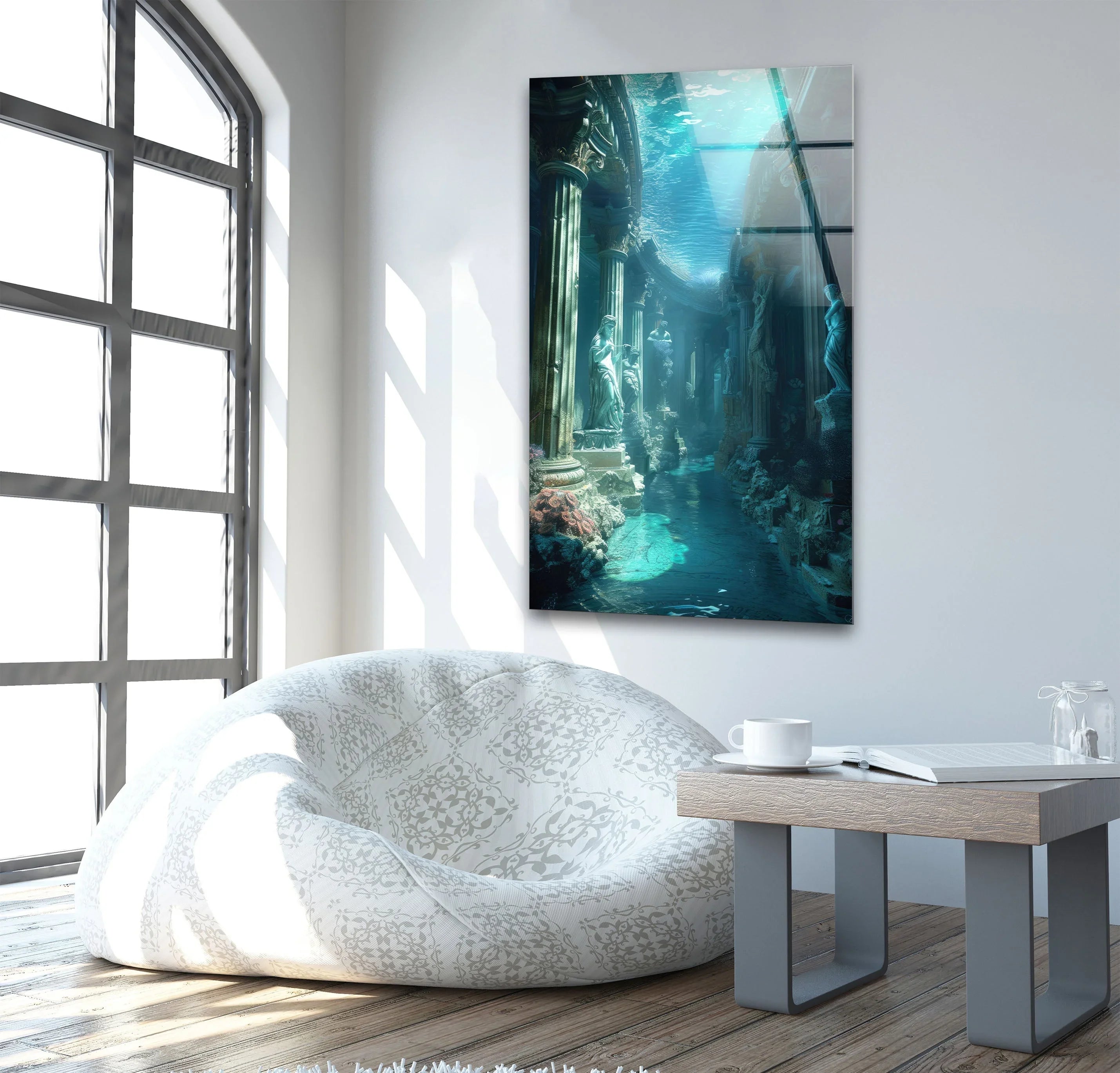 Underwater Atlantis Temple Glass Wall Art-Print Photos On Glass