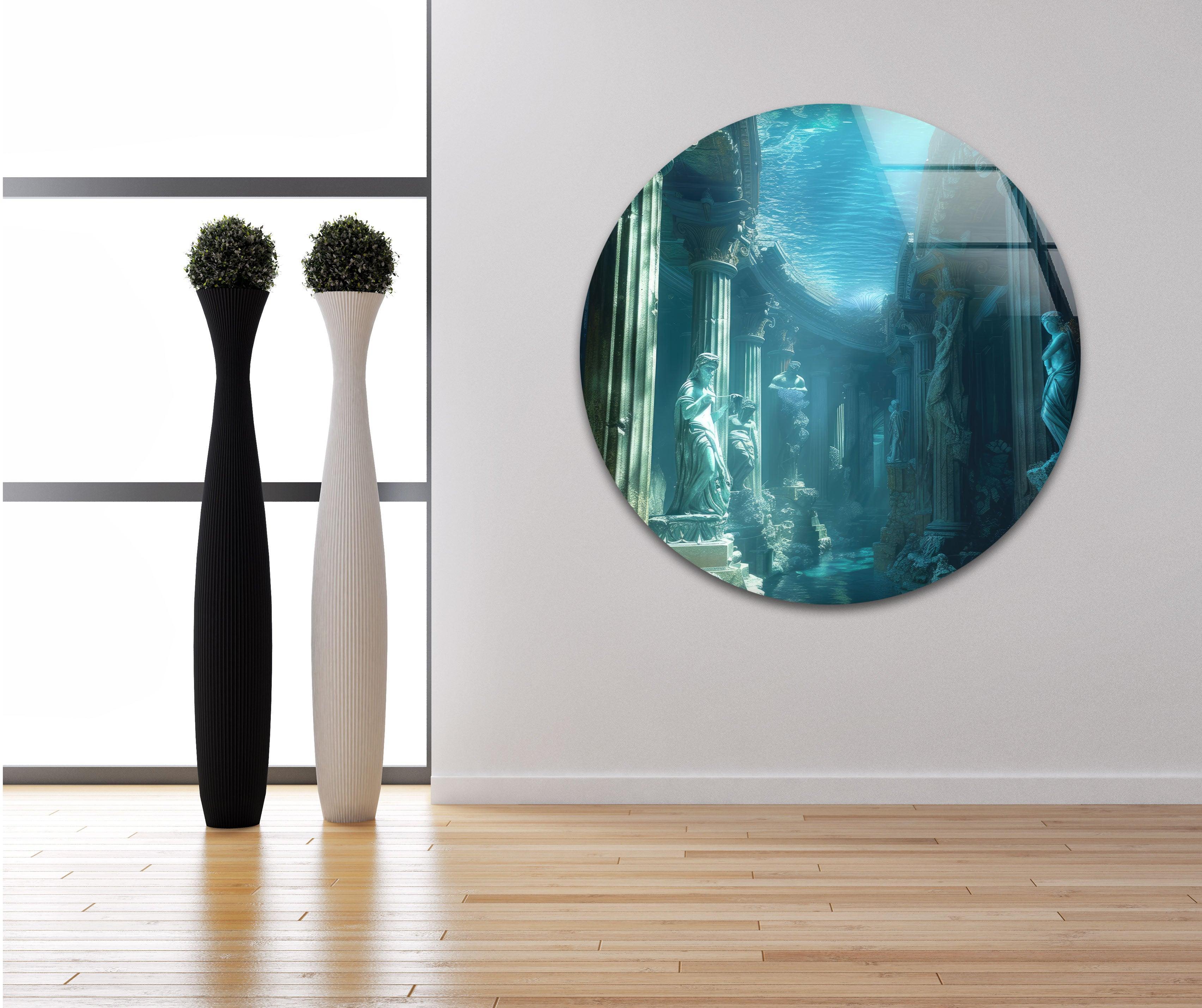 Underwater Atlantis Temple Glass Wall Art-Print Photos On Glass