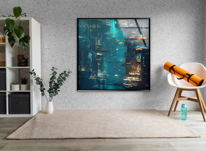 Underwater City View Cool Abstract Art & Glass Wall Decor