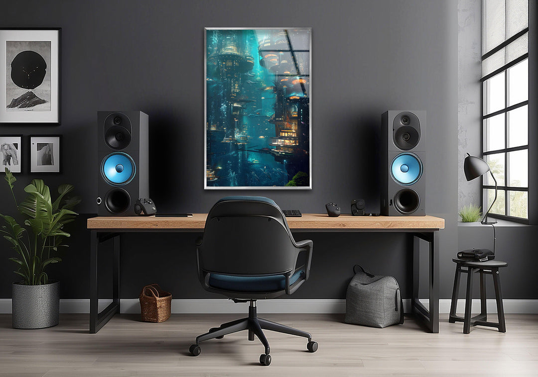 Underwater City View Cool Glass Art & Glass Wall Pictures