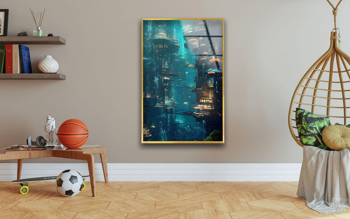 Underwater City View Cool Wall Artwork & Glass Print Art