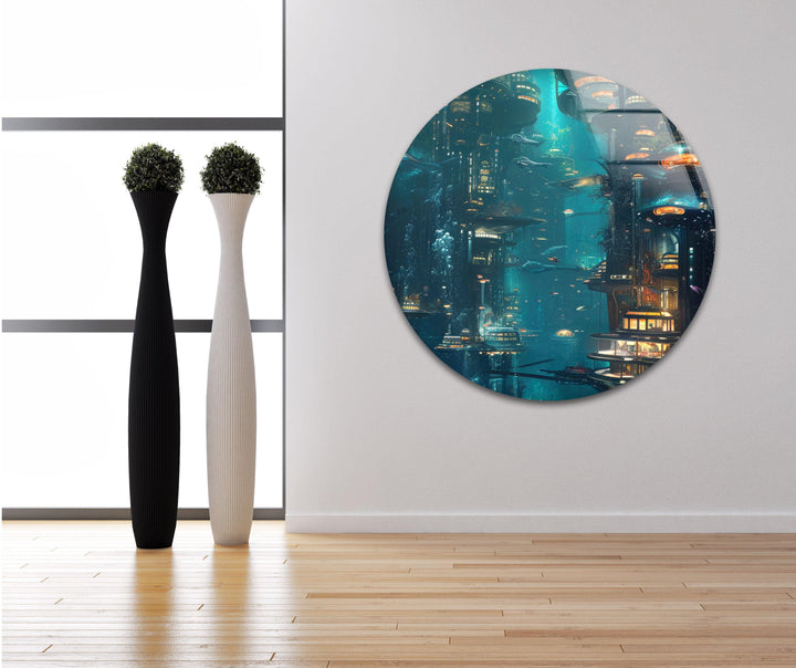 Underwater City View Stained Glass Art & Cool Wall Decor