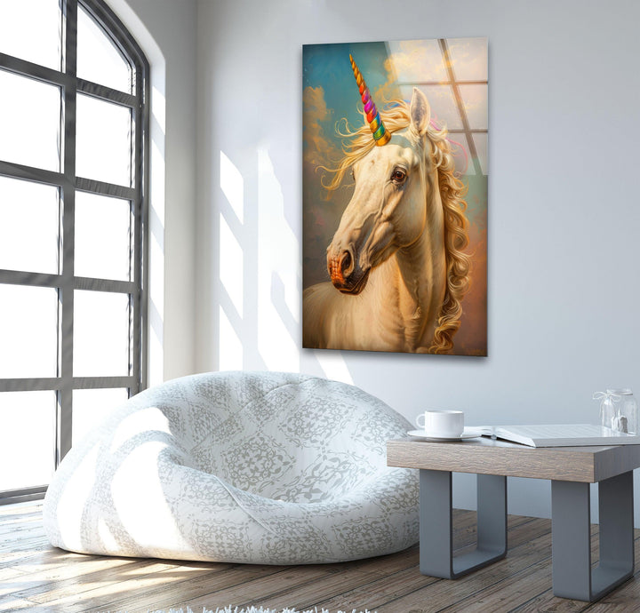 Unicorn With a Rainbow Glass Print Wall Art Ideas