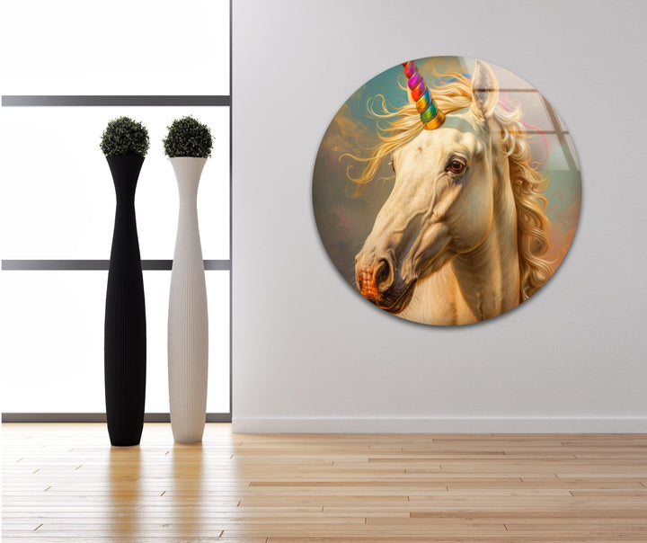 Unicorn With a Rainbow Glass Wall Art Decor Ideas