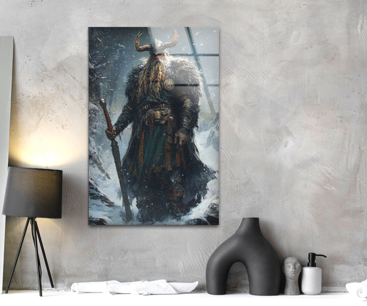 Vikings Man Glass Wall Art custom glass pictures, glass art prints
