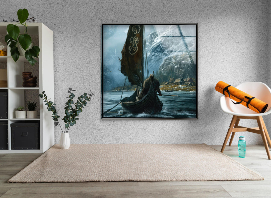 Wikingerschiff-Wandkunst aus Glas