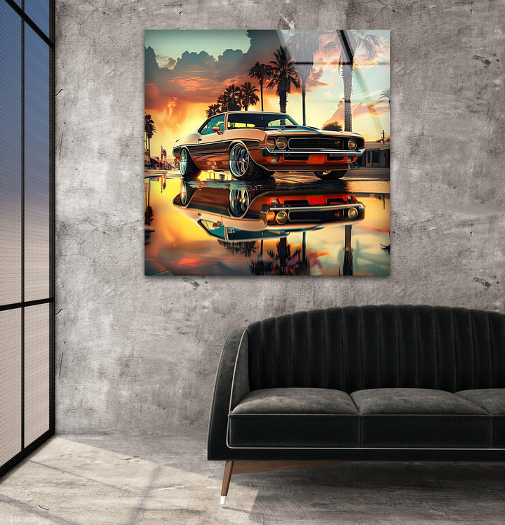 Ford Mustang Vintage Car Glass Wall Art glass photo prints, glass picture prints
