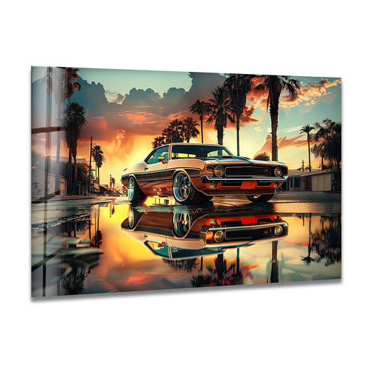 Ford Mustang Vintage Car Glass Wall Art large glass photo prints, glass wall photos
