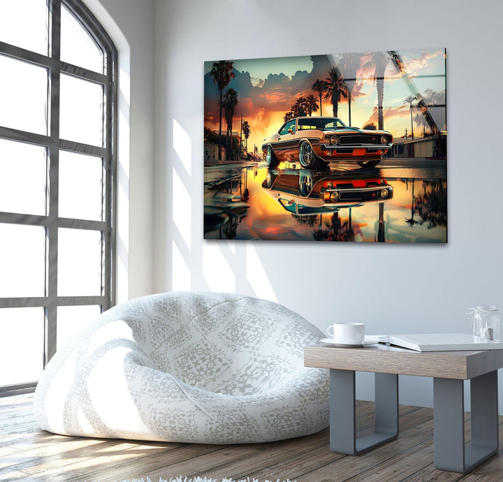 Ford Mustang Vintage Car Glass Wall Art art glass wall art, glass wall art pictures
