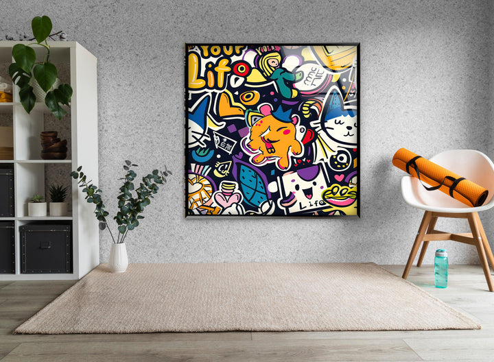 Wide Variety Kawaii Text Glass Wall Art print picture on glass, Tempered Glass Wall Art
