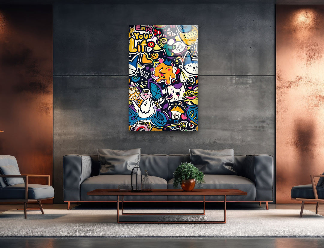 Wide Variety Kawaii Text Glass Wall Art glass art painting, glass art for the Wall
