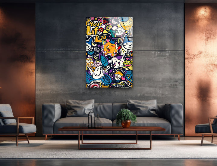 Wide Variety Kawaii Text Glass Wall Art glass art painting, glass art for the Wall
