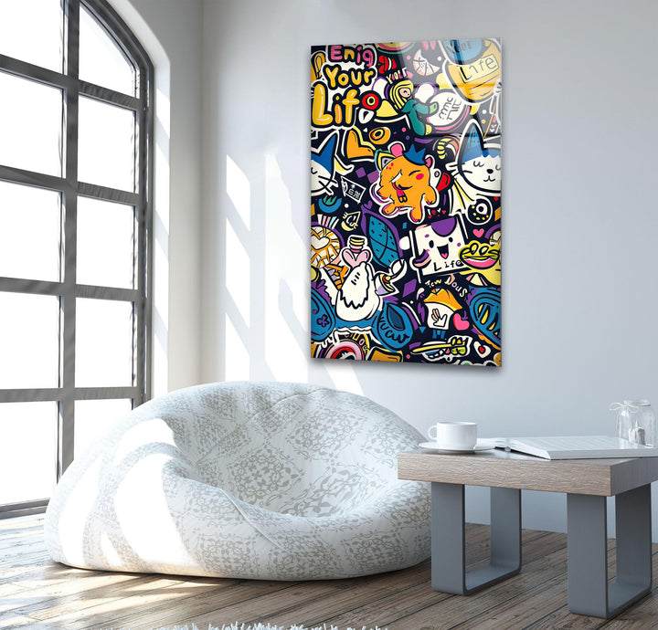 Wide Variety Kawaii Text Glass Wall Art glass photo prints, glass picture prints
