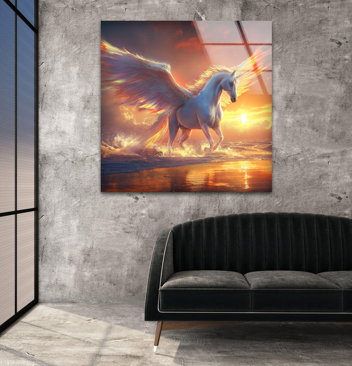 Pegaso the Mythical Winged Print Photographs on Glass
