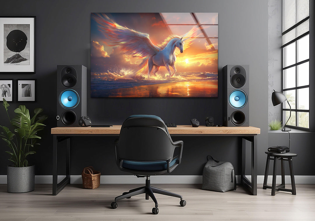 Pegaso the Mythical Winged Glass Panels Art