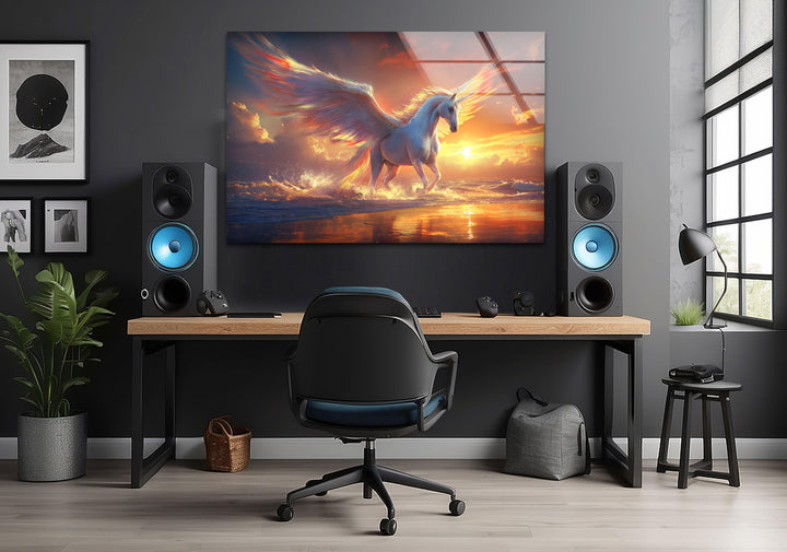 Pegaso the Mythical Winged Glass Panels Art