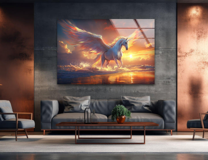 Pegaso the Mythical Winged Glass Wall Art