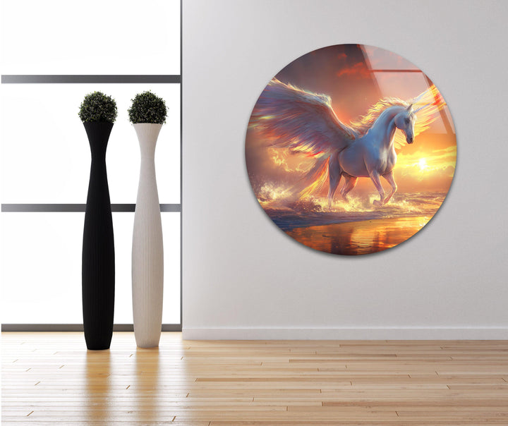 Pegaso the Mythical Winged Glass Photo Prints