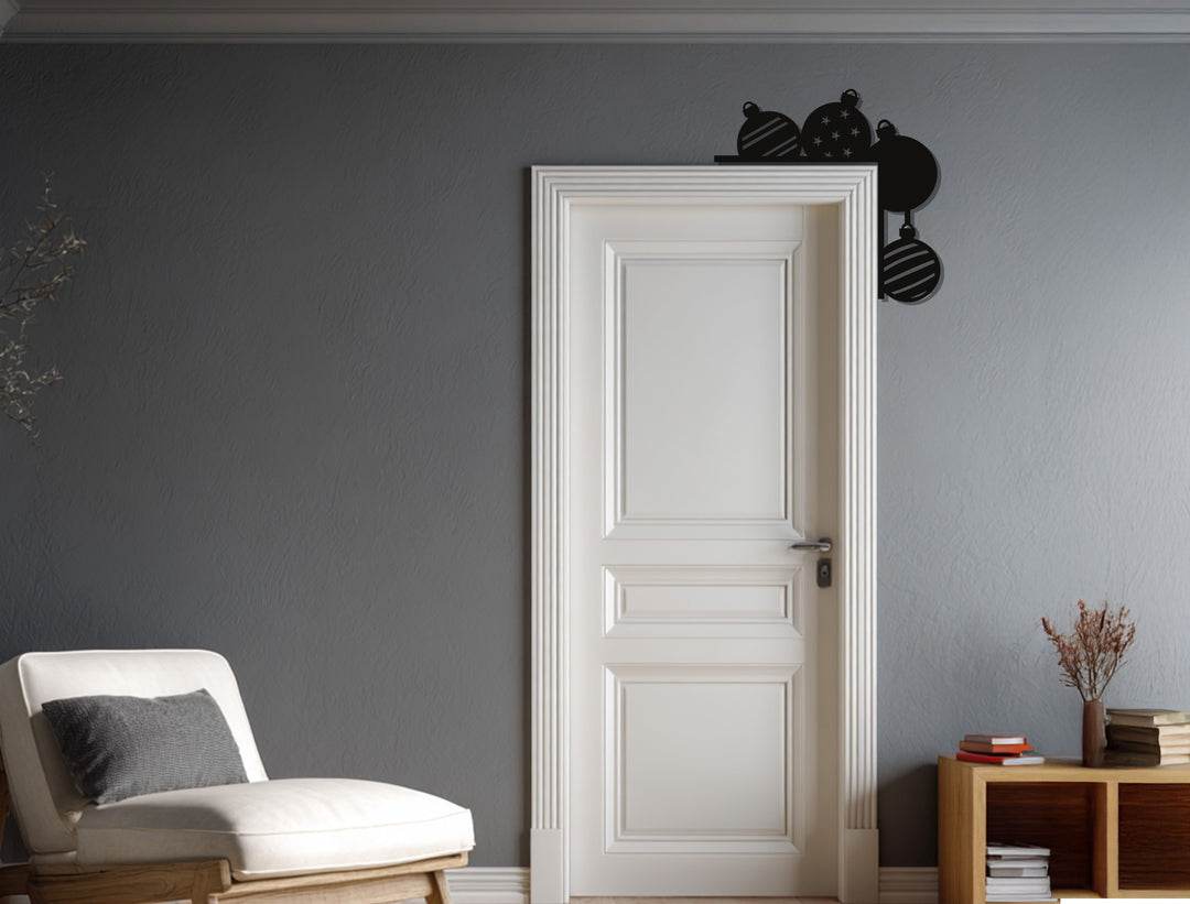 Fireplace Christmas metal wall art with festive ornaments