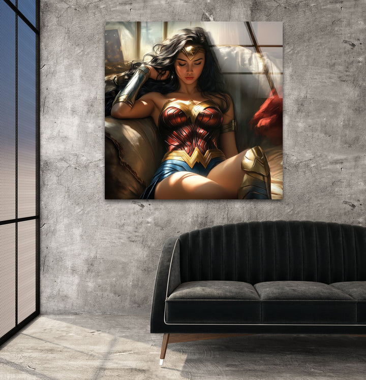 Beauty Wonder Woman Glass Wall Art photo print on glass, prints on glass wall art
 