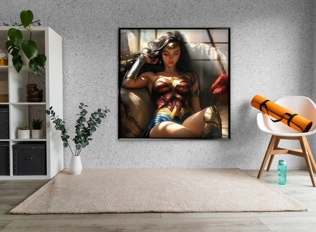Beauty Wonder Woman Glass Wall Art glass image printing, glass prints from photos
