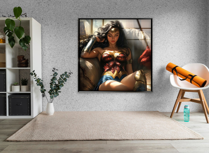 Beauty Wonder Woman Glass Wall Art glass image printing, glass prints from photos
