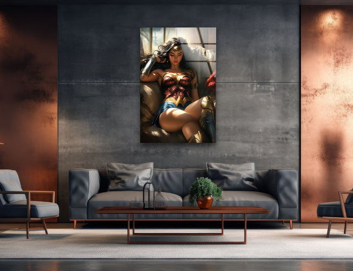 Beauty Wonder Woman Glass Wall Art large glass photo prints, glass wall photos
