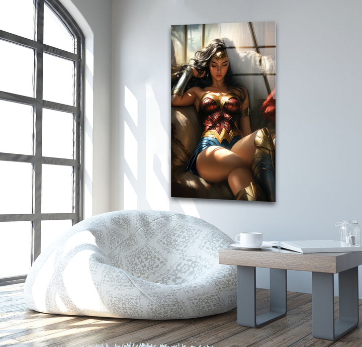 Beauty Wonder Woman Glass Wall Art print on glass, glass printed photos
