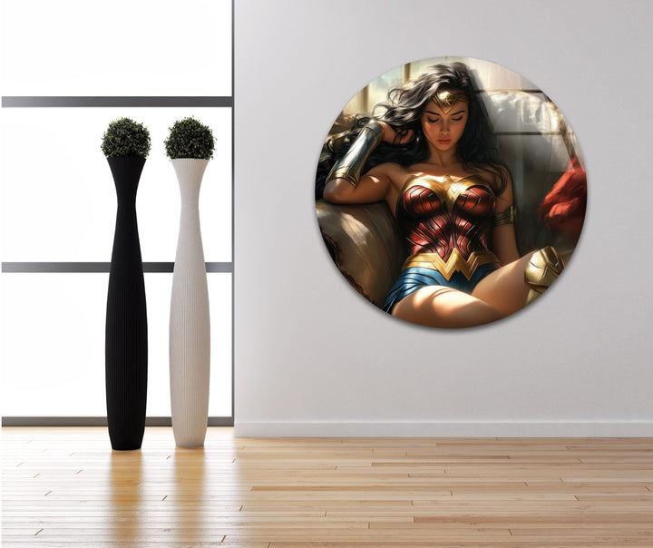 Beauty Wonder Woman Glass Wall Art print picture on glass, Tempered Glass Wall Art
