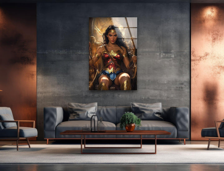 Beauty Wonder Woman Art Glass Wall Art custom glass pictures, glass art prints
