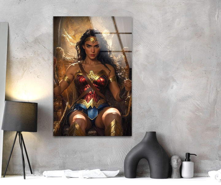 Beauty Wonder Woman Art Glass Wall Art photo print on glass, prints on glass wall art

