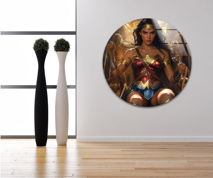 Beauty Wonder Woman Art Glass Wall Art picture on glass wall art, photos printed on glass
