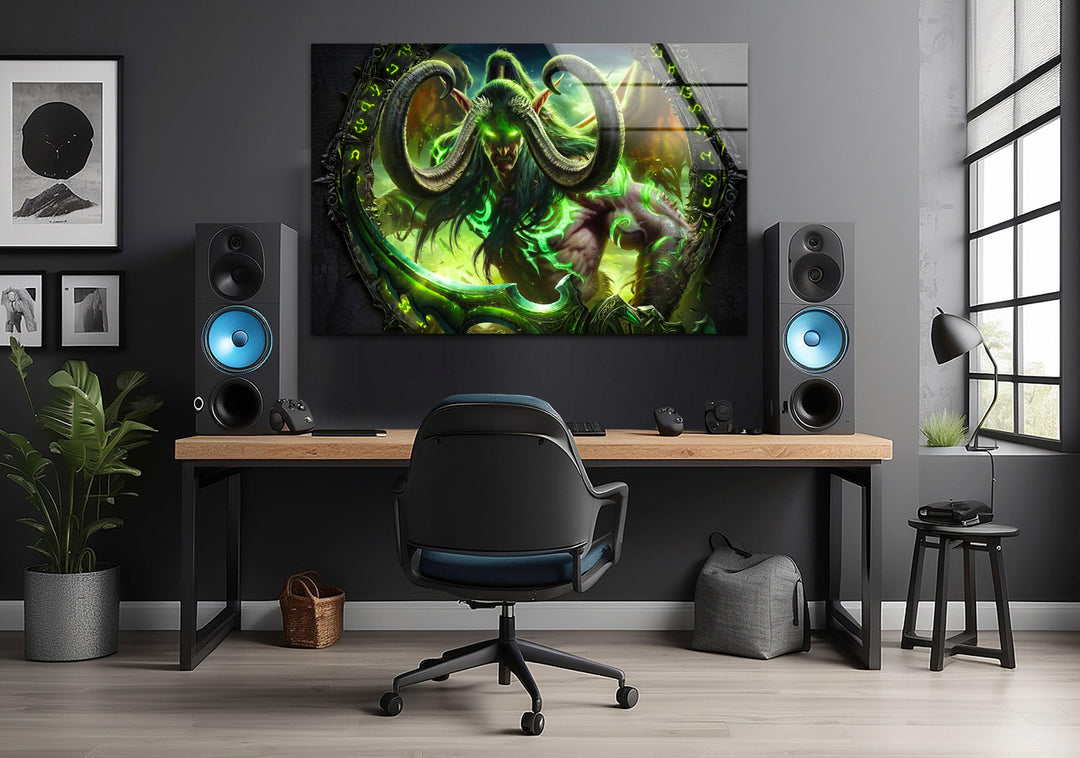 World Of Warcraft Legion illidan Photo on Glass for Home Decor