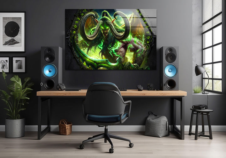 World Of Warcraft Legion illidan Photo on Glass for Home Decor