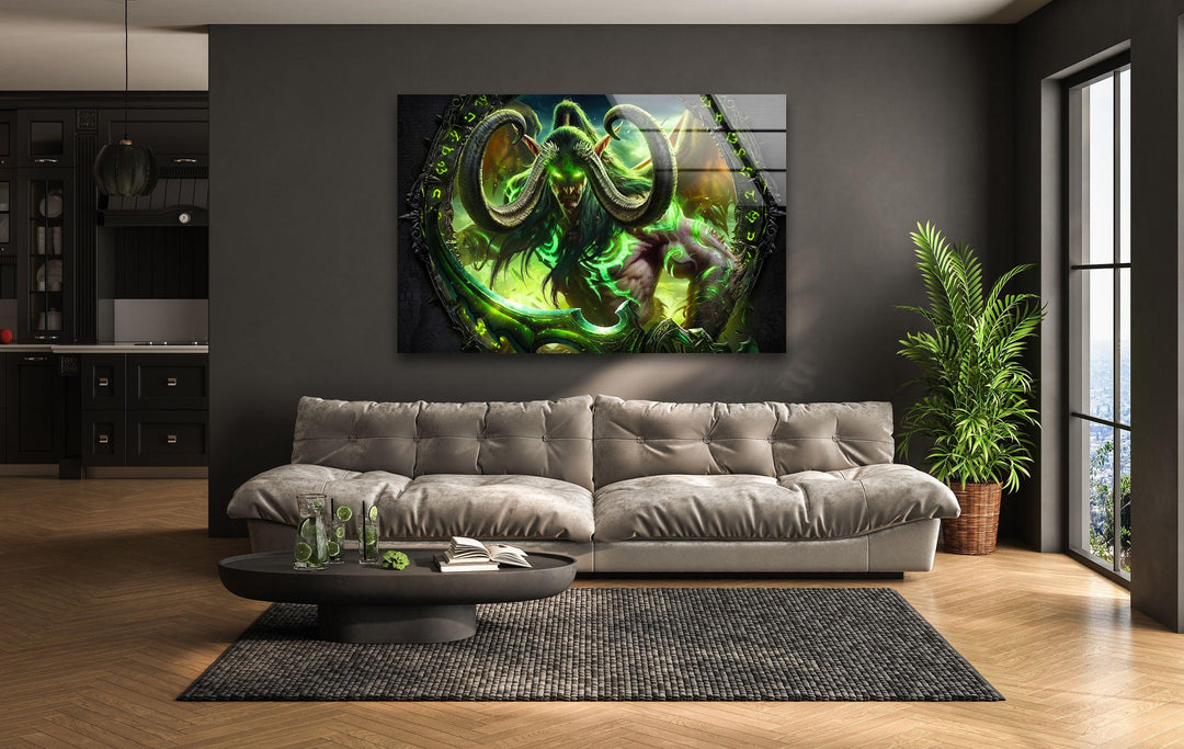 World Of Warcraft Legion illidan Glass Wall Art