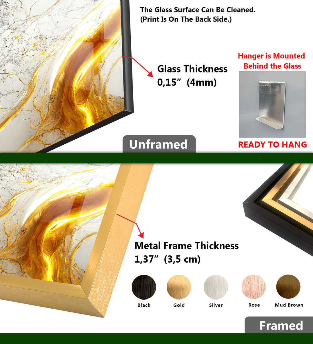 Golden Marble Flow Wall Art – Abstract Luxury Glass Print