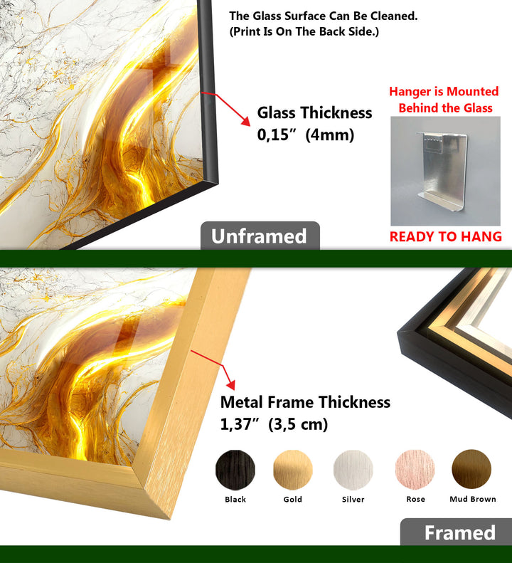 Golden Marble Flow Wall Art – Abstract Luxury Glass Print
