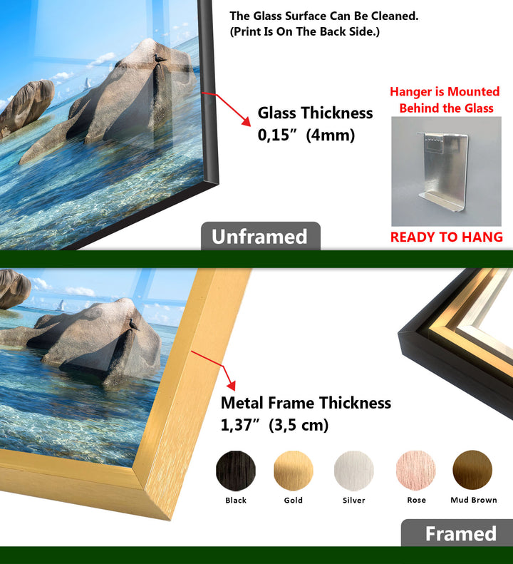 Tropical Rock Coast Wall Art – Crystal Blue Ocean Glass Print