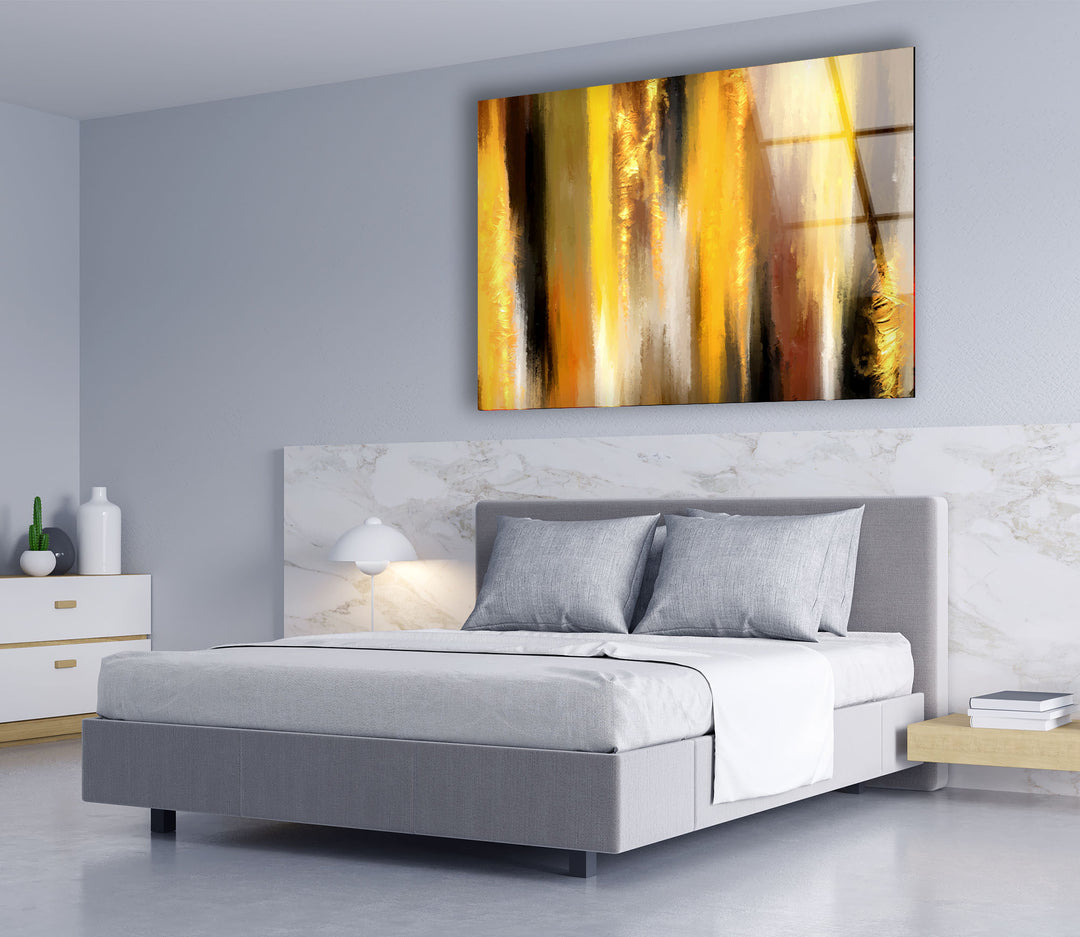 Golden Glow Wall Art – Abstract Yellow & Amber Glass Print
