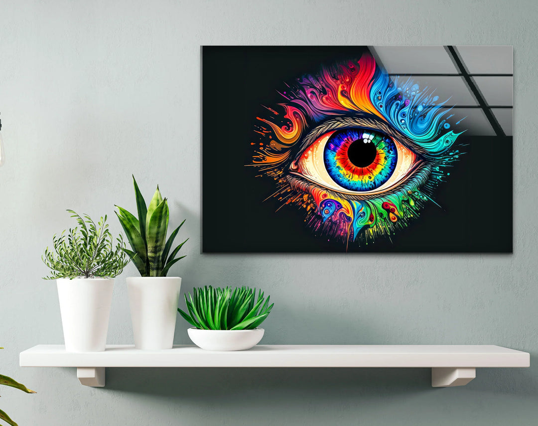 Psychedelic Eye Wall Art – Vibrant Abstract Glass Print with Rainbow Colors for Bold Modern Interiors - MyPhotoStation