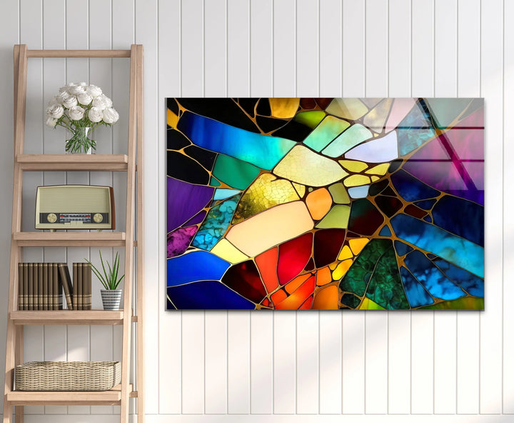 Fractured Stained Glass Wall Art – Colorful Abstract Glass Print for Modern or Artistic Interiors - MyPhotoStation
