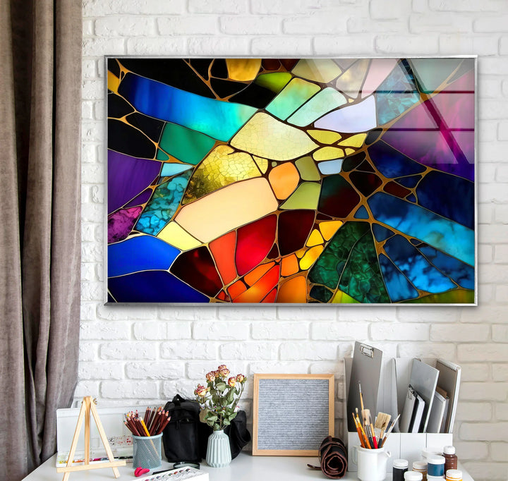 Fractured Stained Glass Wall Art – Colorful Abstract Glass Print for Modern or Artistic Interiors - MyPhotoStation