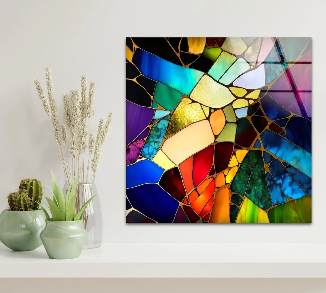 Fractured Stained Glass Wall Art – Colorful Abstract Glass Print for Modern or Artistic Interiors - MyPhotoStation